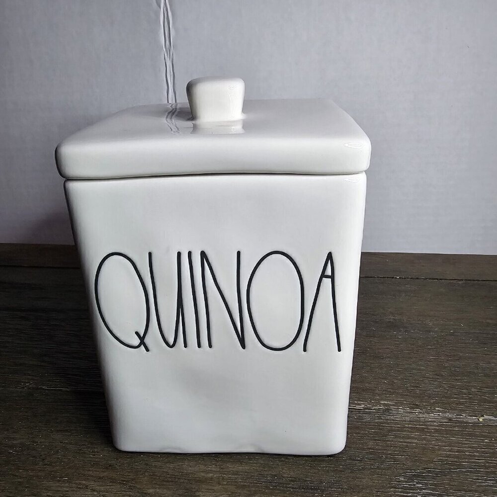 NWT Rae Dunn Artisan Quinoa Square Canister Ivory White Farmhouse Basics